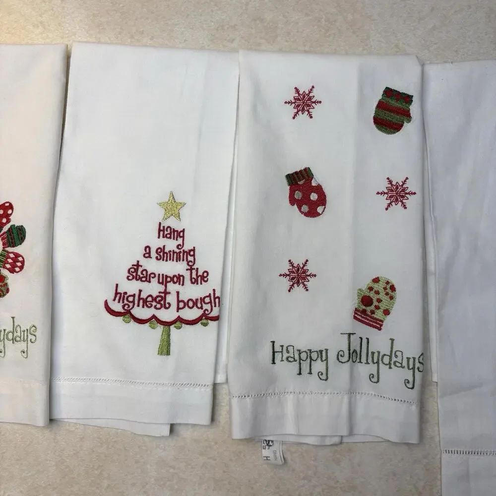 Christmas Tea Towels Bed Bath Beyond Christmas Trees Happy Jollydays Mittens 4